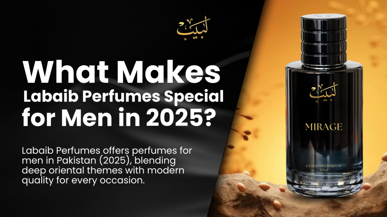 "An image displaying the heading 'What Makes Labaib Perfumes Special for Men in 2025?' with a stylish design representing the Labaib brand, highlighting 'Best Perfumes for Men in Pakistan (2025).'"
