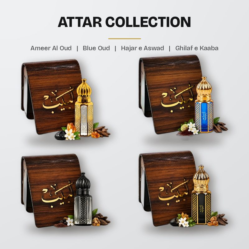 Labaib Attar Collection: Ameer Al Oud, Blue Oud, Hajar e Aswad and Ghilaf e Kaaba
