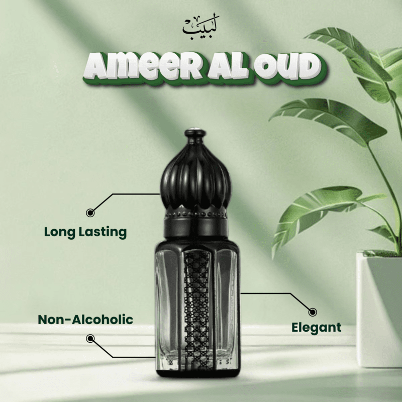 "Labaib Ameer Al Oud – A premium oud fragrance with royal richness and deep, captivating scent for a powerful presence."