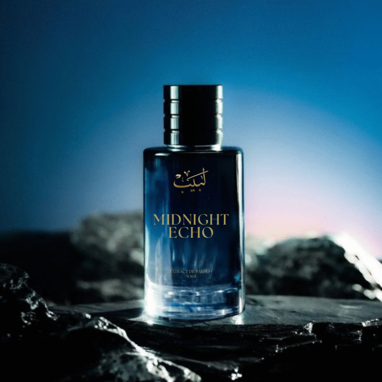 Midnight Eco Perfume bottle – elegant, eco-friendly fragrance with a bold and luxurious design