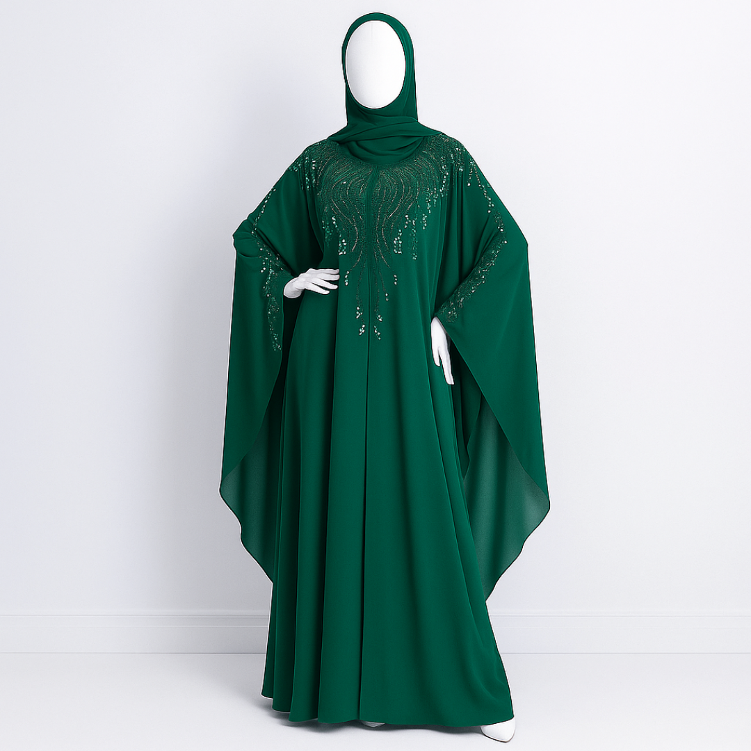 Emerald Green Butterfly Abaya