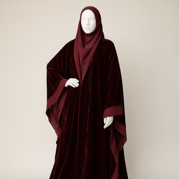 Maroon Velvet Butterfly Abaya