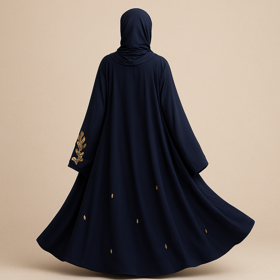 Navy Blue Embroidered | Butterfly Abaya Style