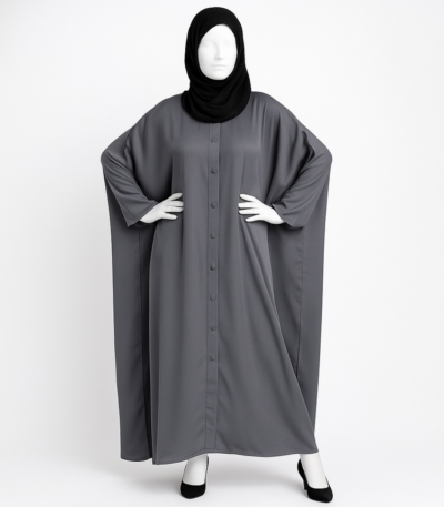 Silver Grey Butterfly Abaya Style