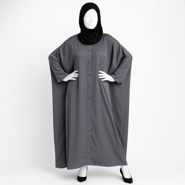 Silver Grey Butterfly Abaya Style