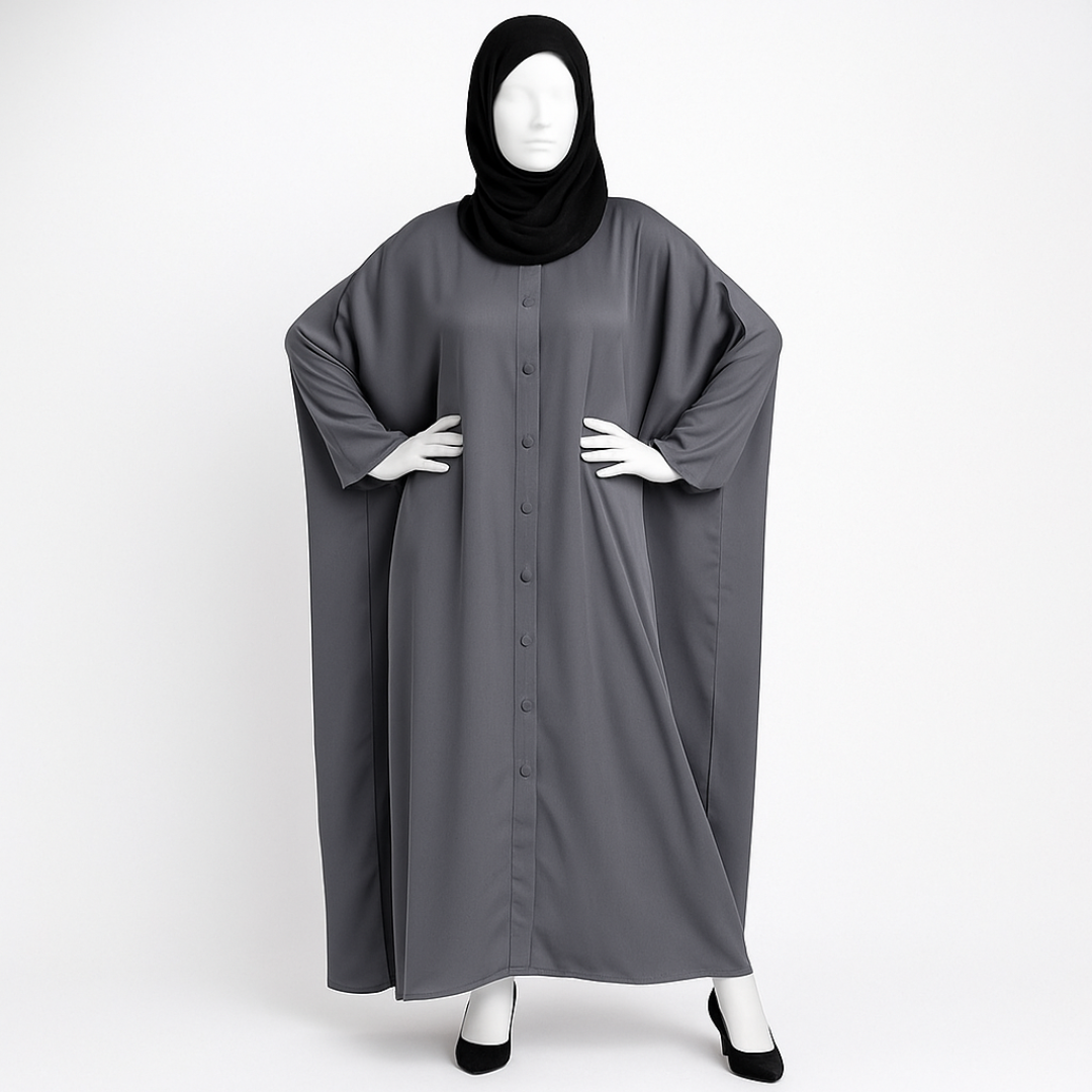 Silver Grey Butterfly Abaya Style