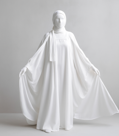 White Chiffon Butterfly Abaya Style