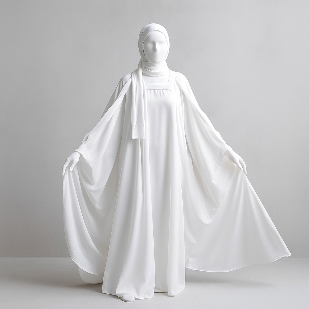 White Chiffon Butterfly Abaya Style