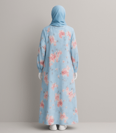 Aqua Mist Printed Abaya