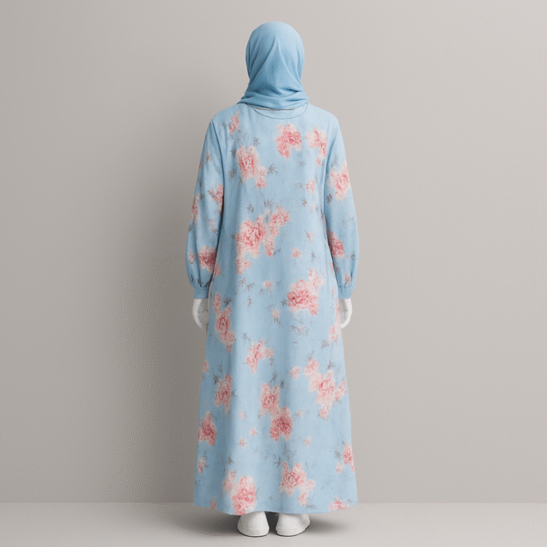 Aqua Mist Printed Abaya