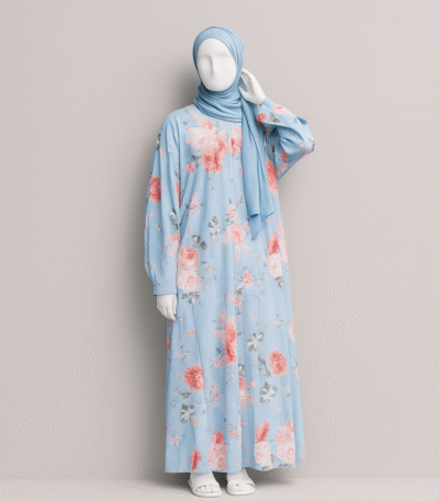 Aqua Mist Printed Abaya