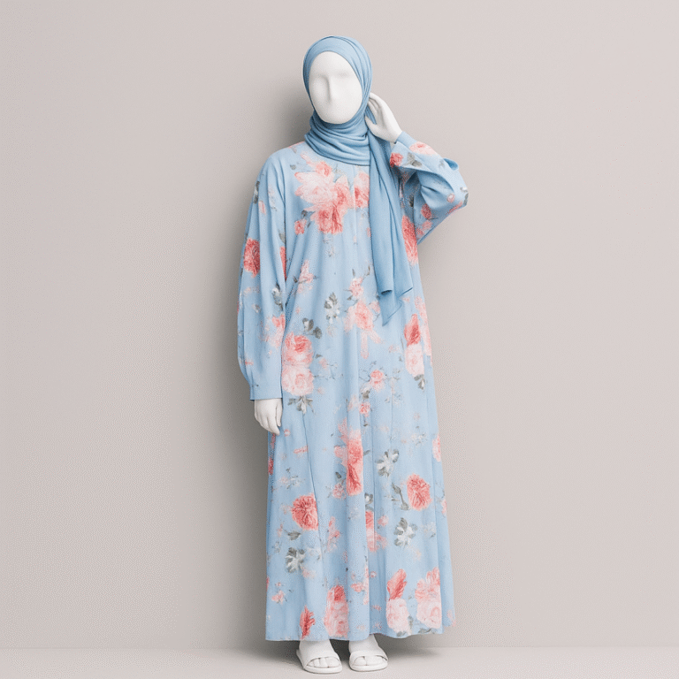 Aqua Mist Printed Abaya