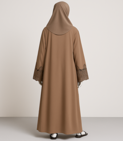 Beige Stone Front Open Abaya