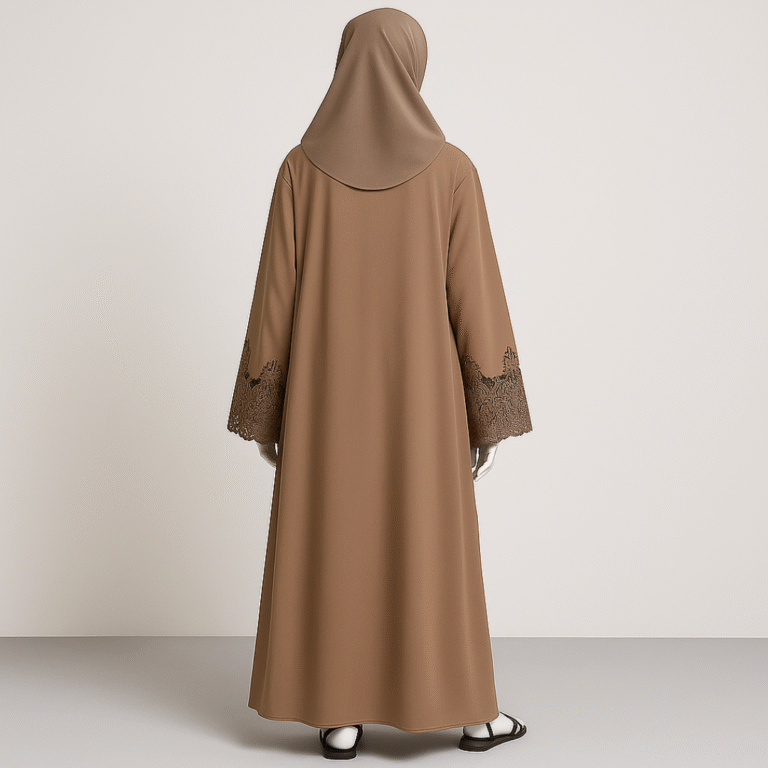 Beige Stone Front Open Abaya