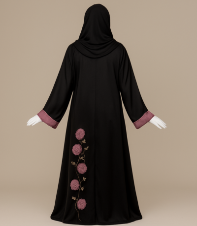 Blush Petals Embroidered Abaya