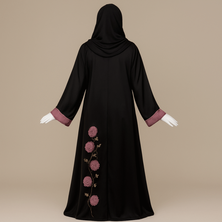 Blush Petals Embroidered Abaya