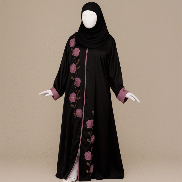 Blush Petals Embroidered Abaya