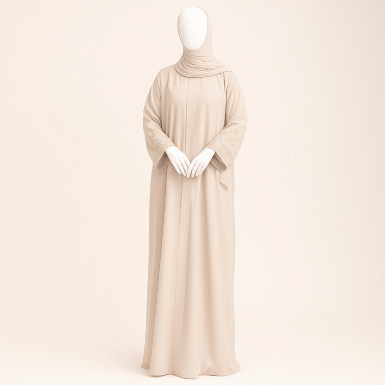 Creamy White Georgette Abaya