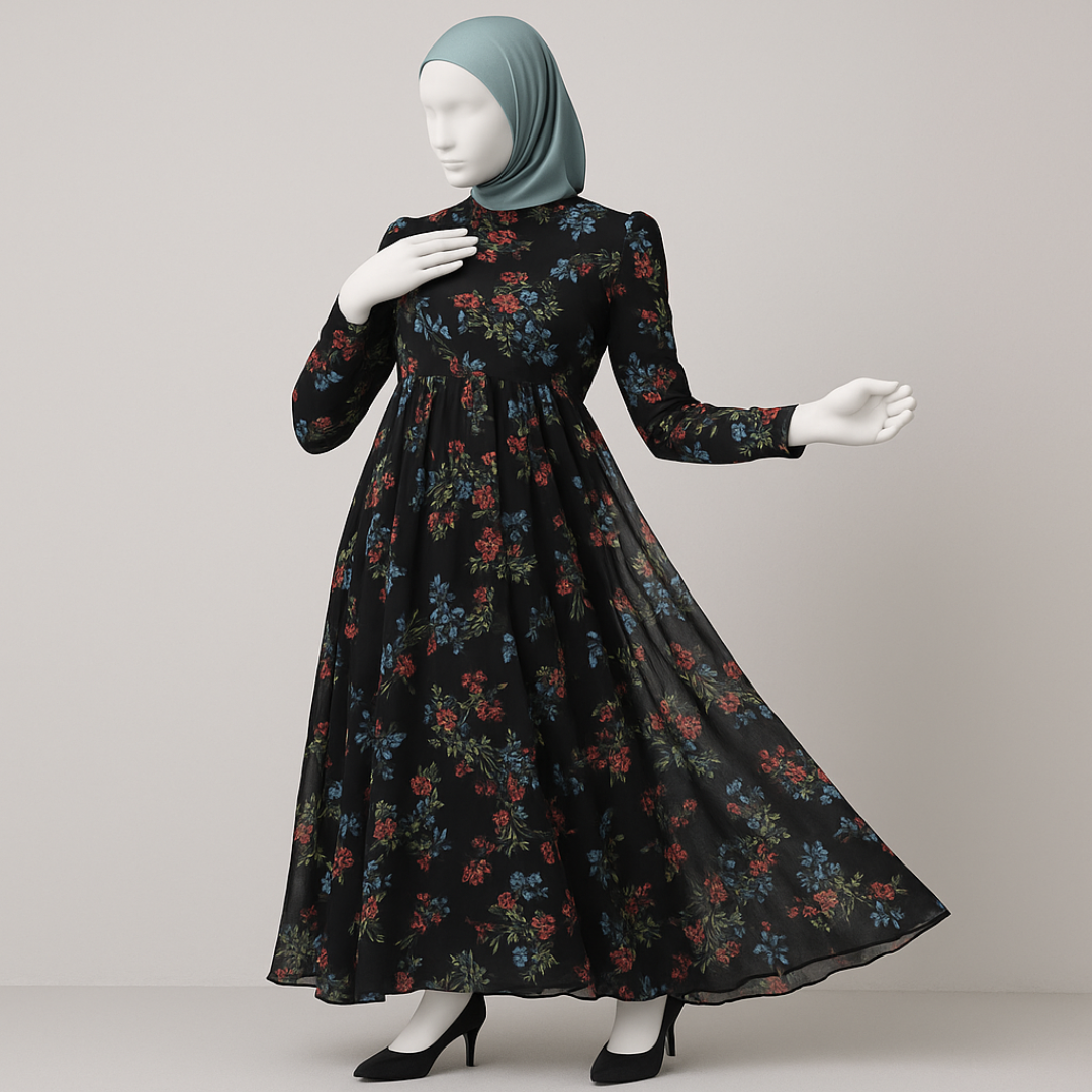 Floral Elegance Printed Abaya