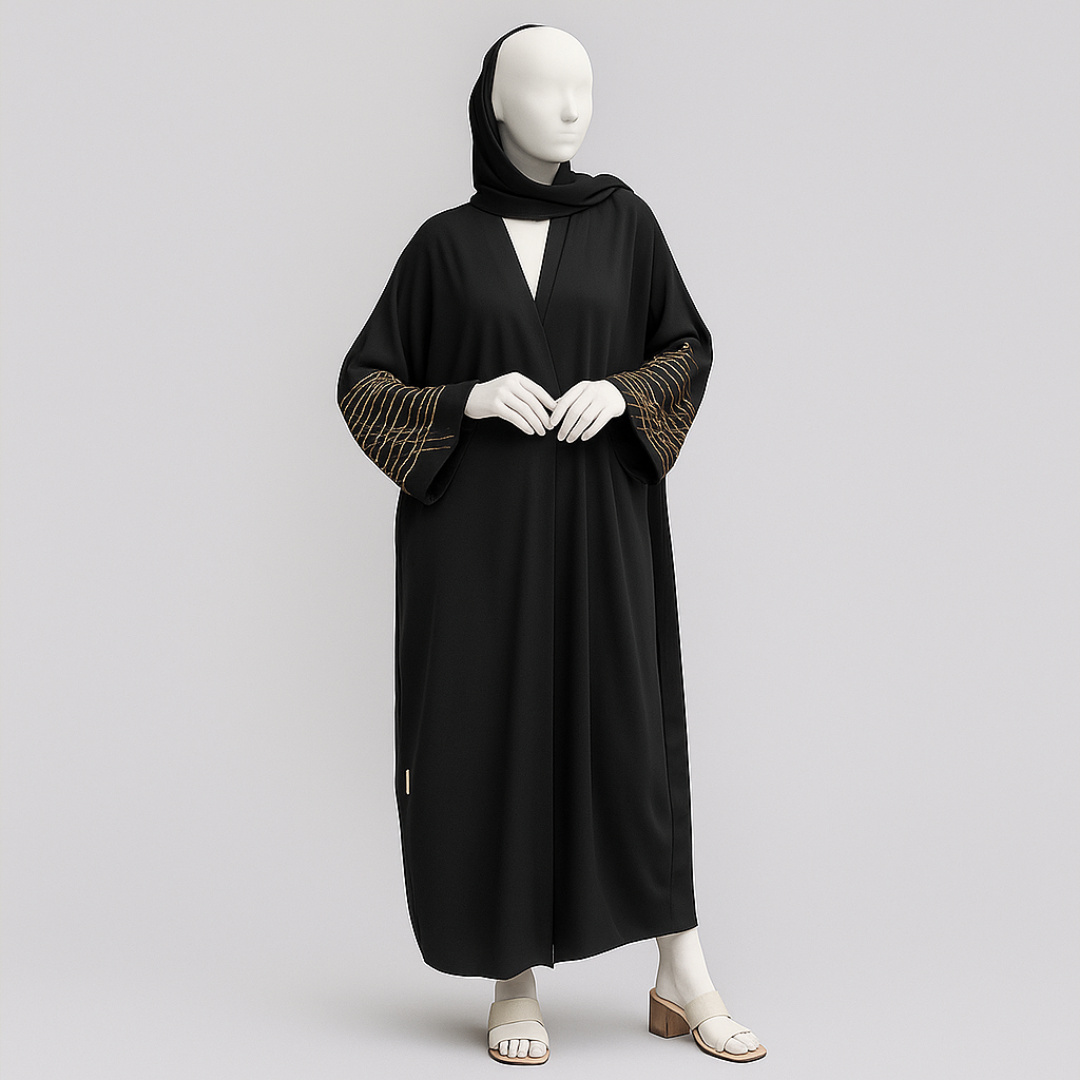 Golden Threads Embroidered Abaya