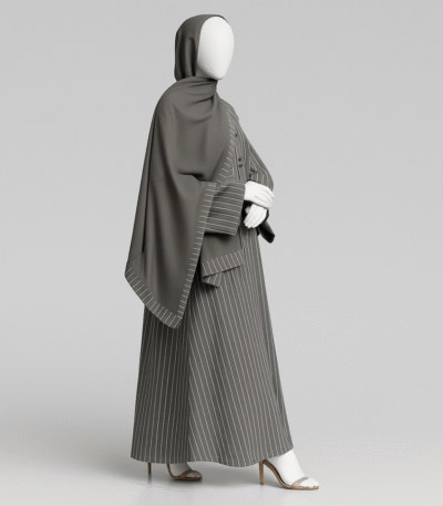 Ice Grey Soft Georgette Abaya