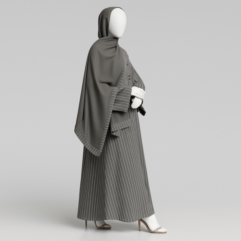 Ice Grey Soft Georgette Abaya