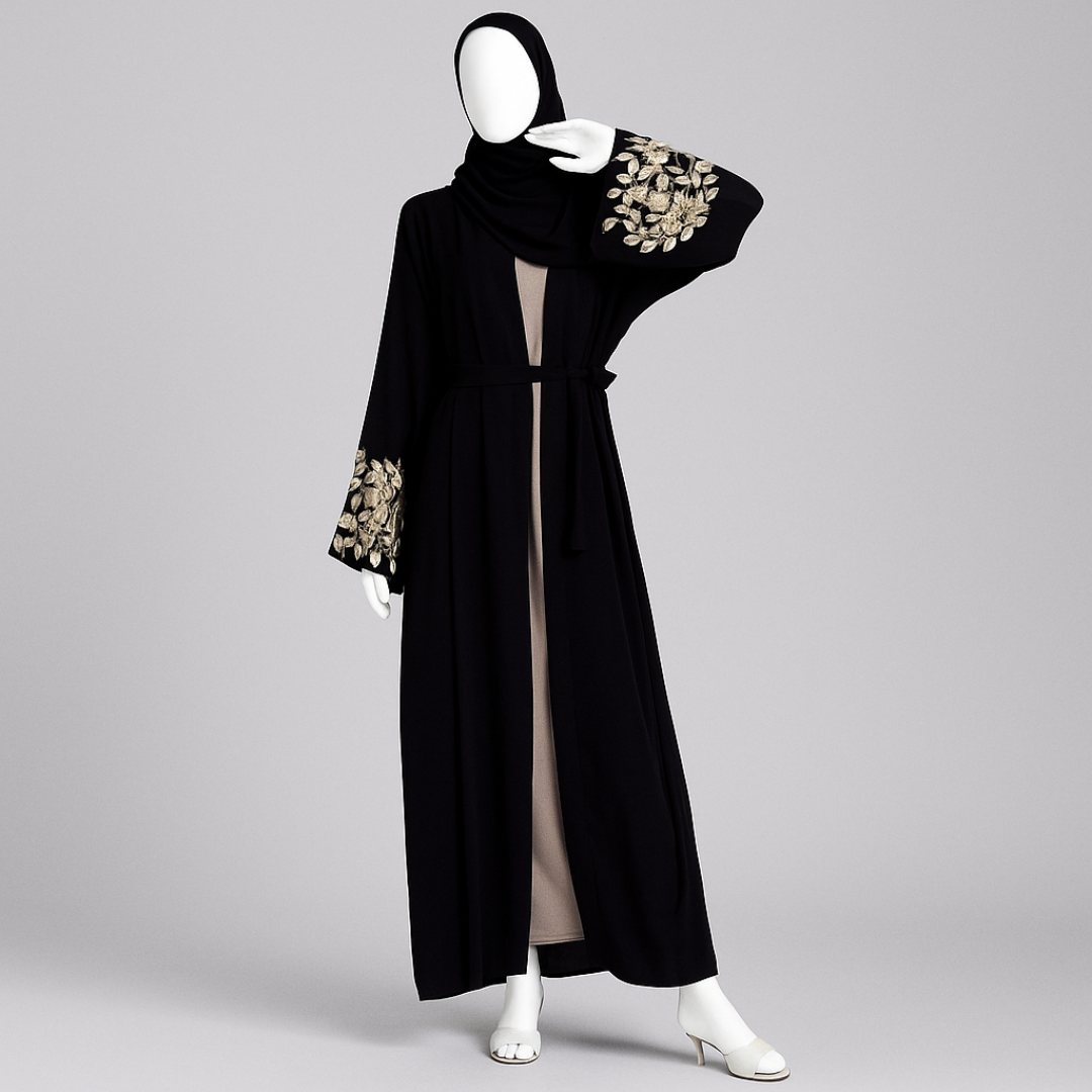 Open Front Kaftan Abaya with Belt