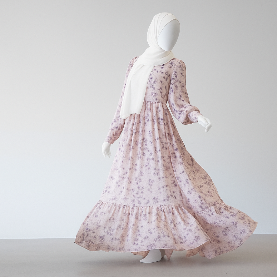 Soft Petals Printed Abaya